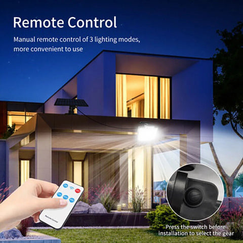 LED Solar Power PIR Motion Sensor Wall Light with Remote & Separate Solar Panel