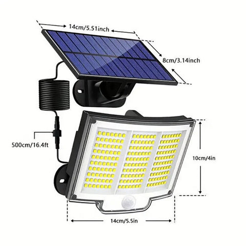 LED Solar Power PIR Motion Sensor Wall Light with Remote & Separate Solar Panel
