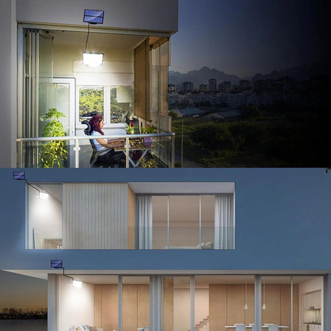 LED Solar Power PIR Motion Sensor Wall Light with Remote & Separate Solar Panel
