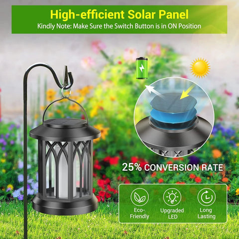 LED Flickering Flame Solar Lantern Waterproof Outdoor Hanging Garden Light