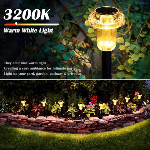 Solar Stake Lights LED Outdoor Garden Pathway Lamp Black Waterproof