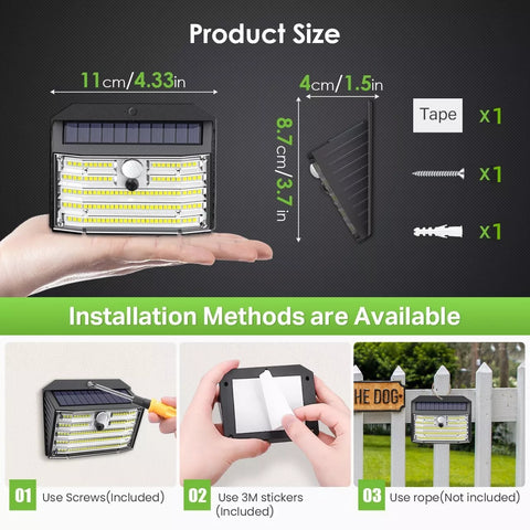 Super Bright LED Solar Motion Sensor Wall Light Outdoor Garden Black