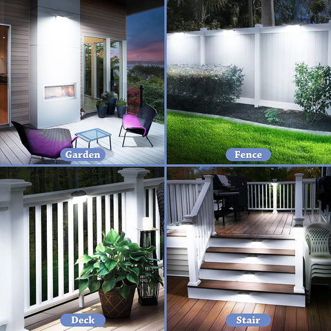 168 LED Solar Motion Sensor Wall Light Outdoor Garden Black