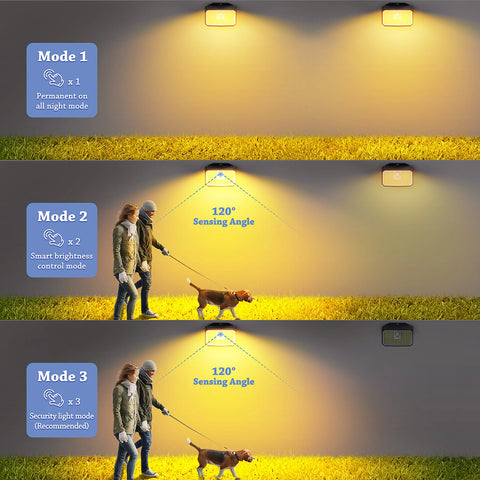 168 LED Solar Motion Sensor Wall Light Outdoor Garden Black