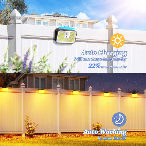 Solar Power 168 LED Motion Sensor Wall Light Warm White Outdoor