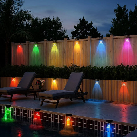 4/8X  Colourful Solar LED Wall Lights Outdoor Garden Path Black