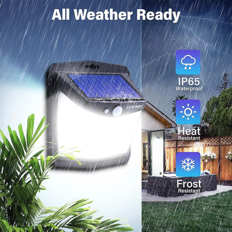 Super Bright Black Solar LED Motion Sensor Wall Light Outdoor