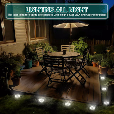 Silver LED Solar Ground Lights Outdoor Garden Path Deck Lamp