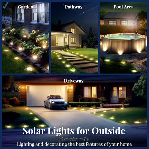 Silver LED Solar Ground Lights Outdoor Garden Path Deck Lamp