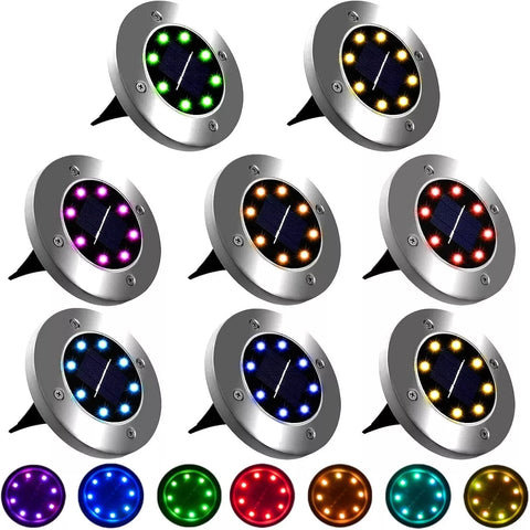 Silver LED Solar Ground Lights Outdoor Garden Path Deck Lamp