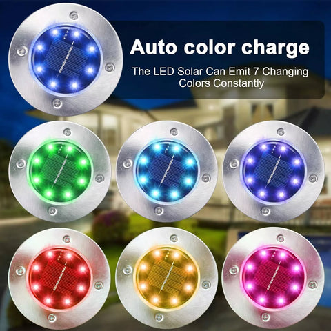 Silver LED Solar Ground Lights Outdoor Garden Path Deck Lamp