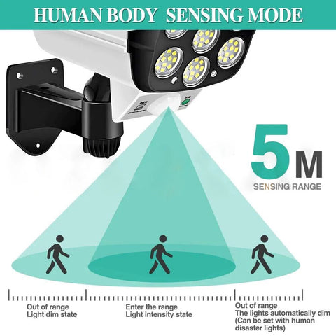 77 LED Black Solar PIR Motion Sensor Wall Light Outdoor Garden Security Lamp