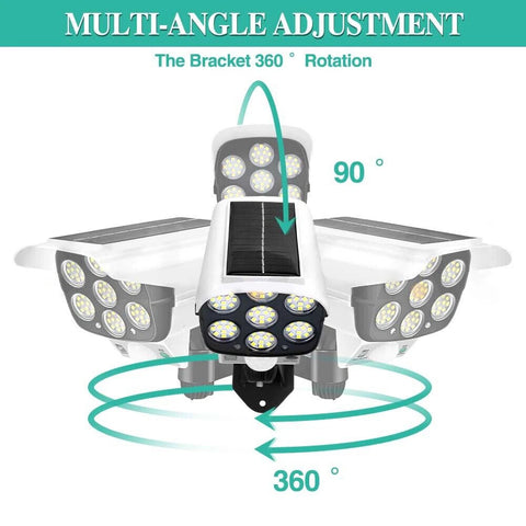 77 LED Black Solar PIR Motion Sensor Wall Light Outdoor Garden Security Lamp