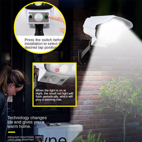 77 LED Black Solar PIR Motion Sensor Wall Light Outdoor Garden Security Lamp