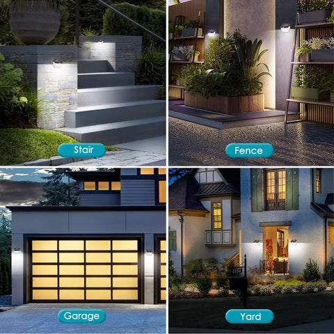 412 LED Solar PIR Motion Sensor Wall Light Clear White Outdoor Security Lamp