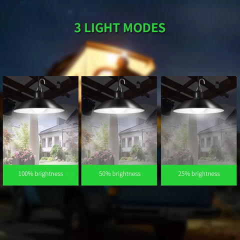 LED Solar Powered Black Pendant Hanging Light with Remote Control