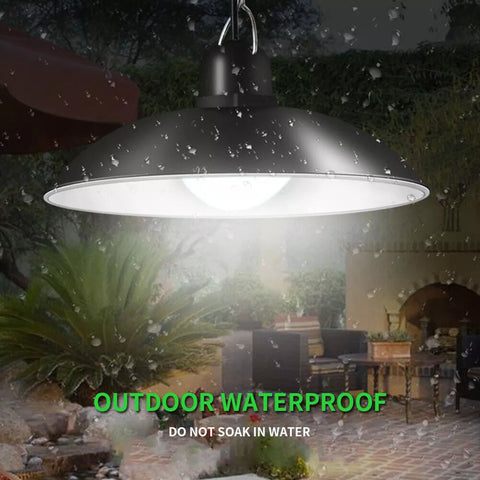 LED Solar Powered Black Pendant Hanging Light with Remote Control