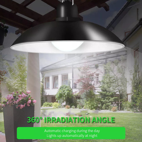 LED Solar Powered Black Pendant Hanging Light with Remote Control