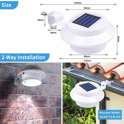 LED Solar Powered Gutter Lights Outdoor Waterproof Wall Lamp
