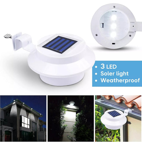LED Solar Powered Gutter Lights Outdoor Waterproof Wall Lamp
