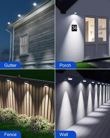LED Solar Powered Gutter Lights Outdoor Waterproof Wall Lamp