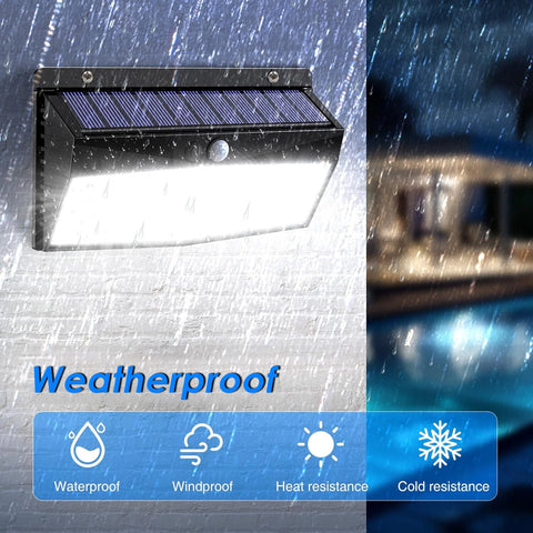 368 LED Solar Power Motion Sensor Wall Light Outdoor Waterproof Lamp – Black