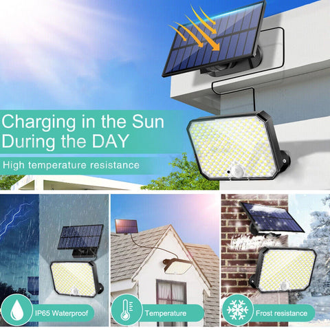 Black LED Solar Motion Sensor Wall Light Outdoor Garden Security Lamp