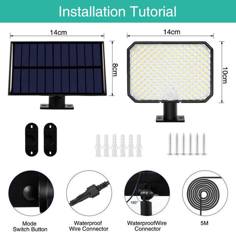 Black LED Solar Motion Sensor Wall Light Outdoor Garden Security Lamp
