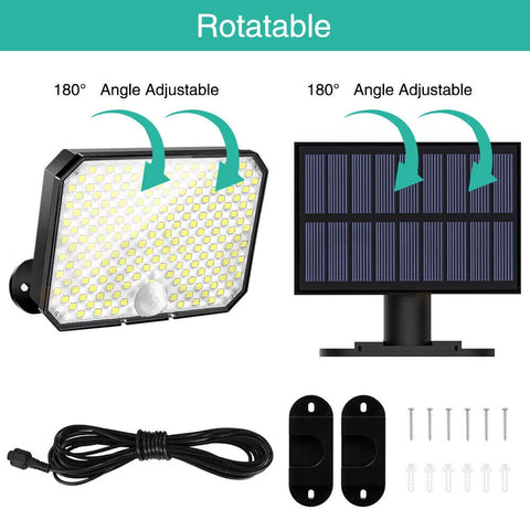 Black LED Solar Motion Sensor Wall Light Outdoor Garden Security Lamp