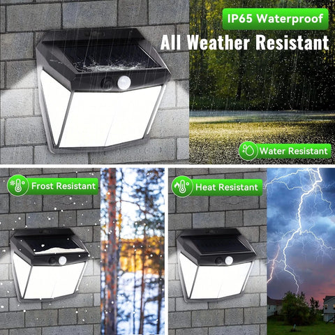 412 LED Black Solar Motion Sensor Wall Light Outdoor Security Lamp