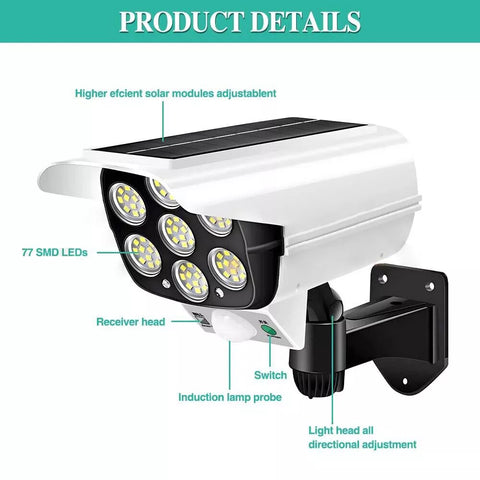 77 LED Solar Motion Sensor Wall Light with Remote Control – White