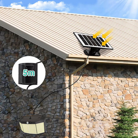576 LED Solar Motion Sensor Wall Light Outdoor Waterproof 6500K – Black