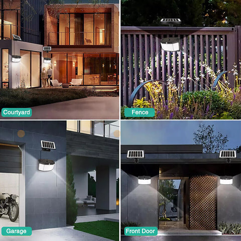 576 LED Solar Motion Sensor Wall Light Outdoor Waterproof 6500K – Black
