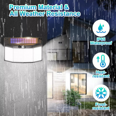 576 LED Solar Motion Sensor Wall Light Outdoor Waterproof 6500K – Black