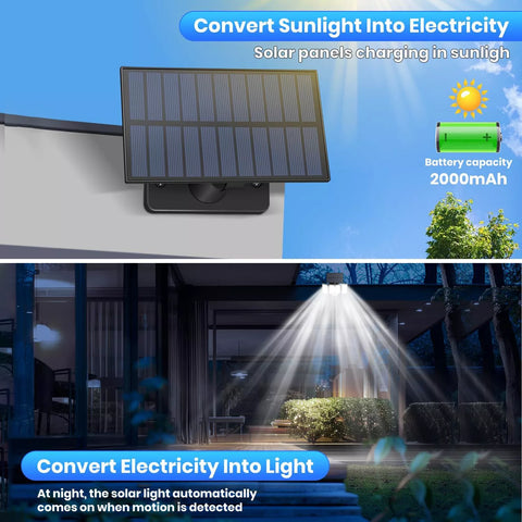 3-Head Solar Motion Sensor Light Outdoor Waterproof LED Flood Lamp