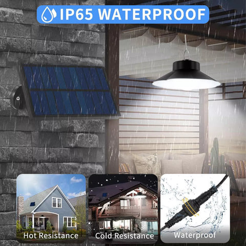 LED Solar Pendant Hanging Light with Remote Control – 3 Color Modes, Waterproof