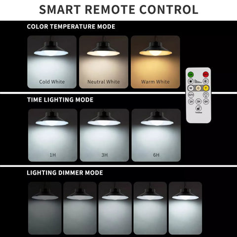 LED Solar Pendant Hanging Light with Remote Control – 3 Color Modes, Waterproof