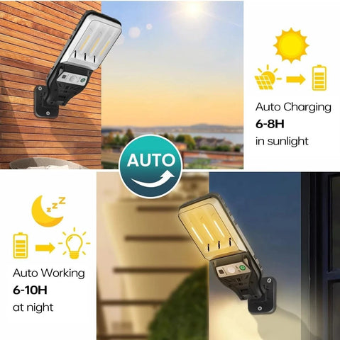 Solar Street Wall Light PIR Motion Sensor Outdoor Garden Lamp Warm White