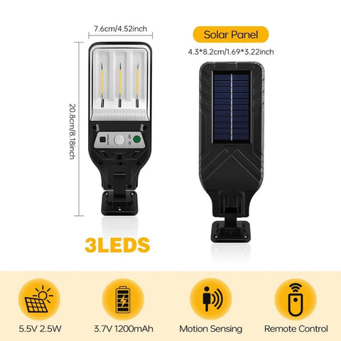 Solar Street Wall Light PIR Motion Sensor Outdoor Garden Lamp Warm White