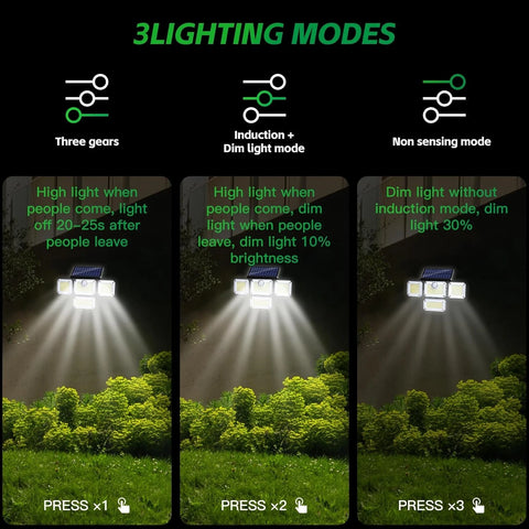 333 LED Solar Motion Sensor Light Outdoor Waterproof Security Lamp - Black
