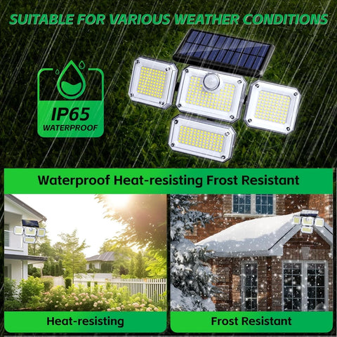 333 LED Solar Motion Sensor Light Outdoor Waterproof Security Lamp - Black