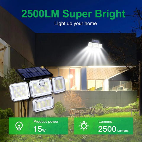 333 LED Solar Motion Sensor Light Outdoor Waterproof Security Lamp - Black