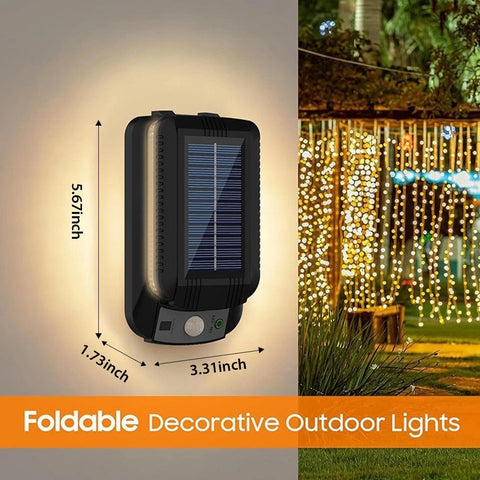 Foldable Solar Motion Sensor Wall Light Waterproof Outdoor Garden Lamp