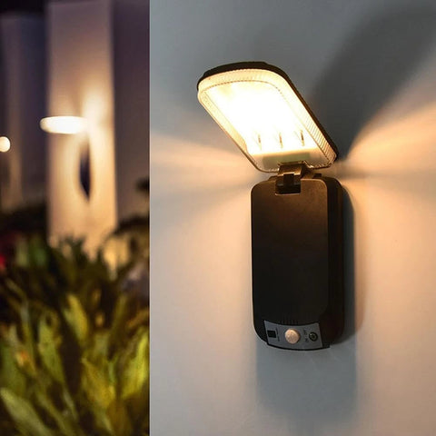 Foldable Solar Motion Sensor Wall Light Waterproof Outdoor Garden Lamp