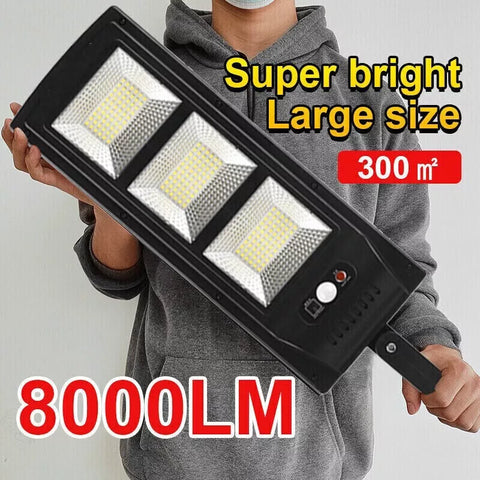 Claoner Black Outdoor Solar Street Light 8000LM Motion Sensor LED