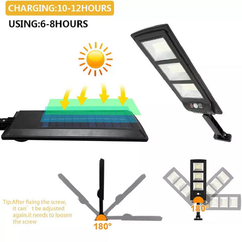 Claoner Black Outdoor Solar Street Light 8000LM Motion Sensor LED