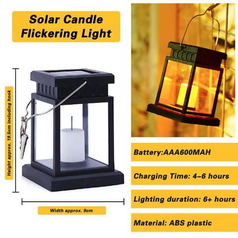Waterproof Black LED Solar Hanging Lantern Light for Outdoor Garden