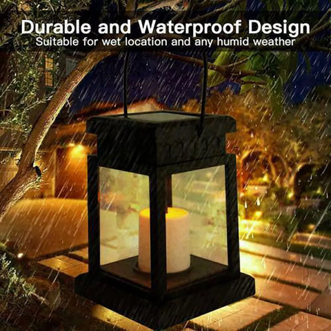 Waterproof Black LED Solar Hanging Lantern Light for Outdoor Garden