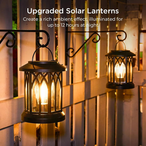 Hanging Solar LED Lantern Light Black – Outdoor Waterproof Garden Lamp