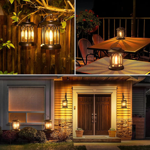 Hanging Solar LED Lantern Light Black – Outdoor Waterproof Garden Lamp